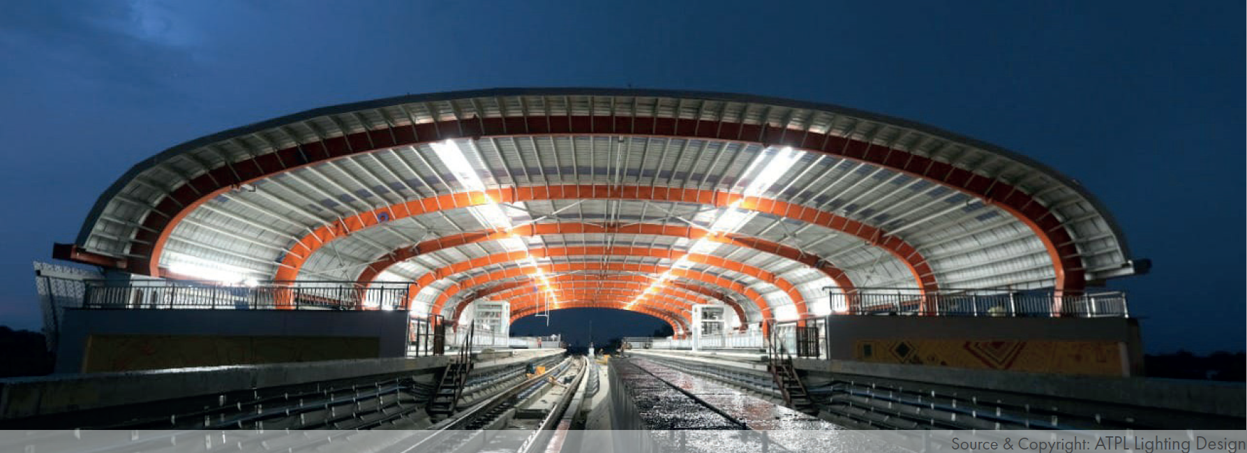 Lighting model of a station platform canopy