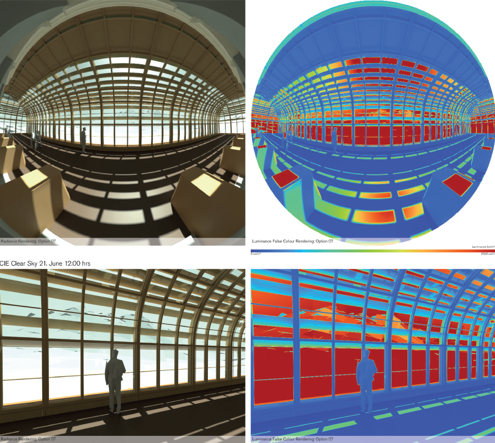 Glare and luminance studies of a vaulted glazed roof